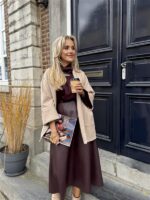 Suedine Vest Open Met Zakken Beige 23154