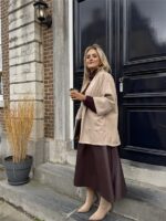 Suedine Vest Open Met Zakken Beige 23154