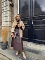 Suedine Vest Open Met Zakken Beige 23154