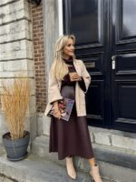 Suedine Vest Open Met Zakken Beige 23154