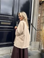 Suedine Vest Open Met Zakken Beige 23154