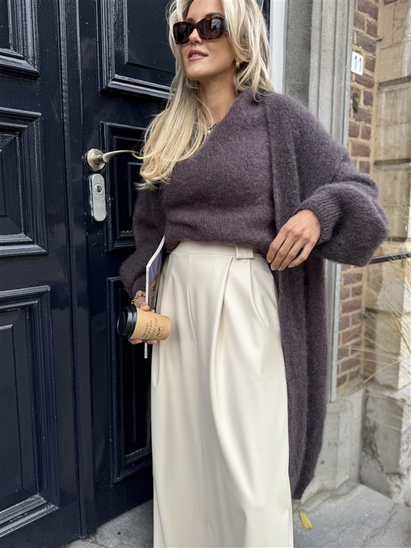 Lederlook Wide Leg Off White 6677-P8