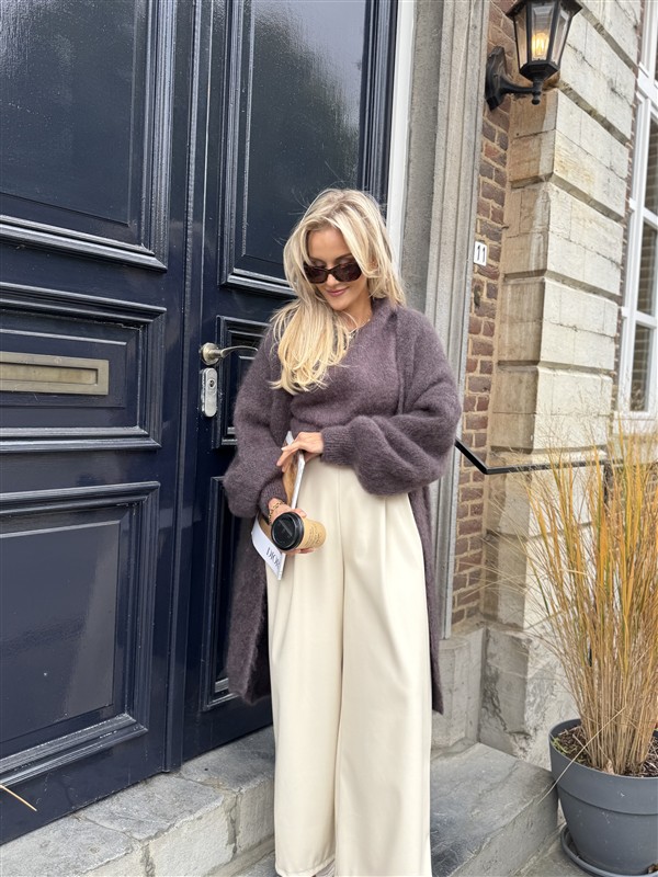 Lederlook Wide Leg Off White 6677-P8