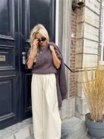 Lederlook Wide Leg Off White 6677-P8