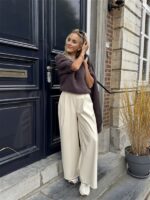 Lederlook Wide Leg Off White 6677-P8