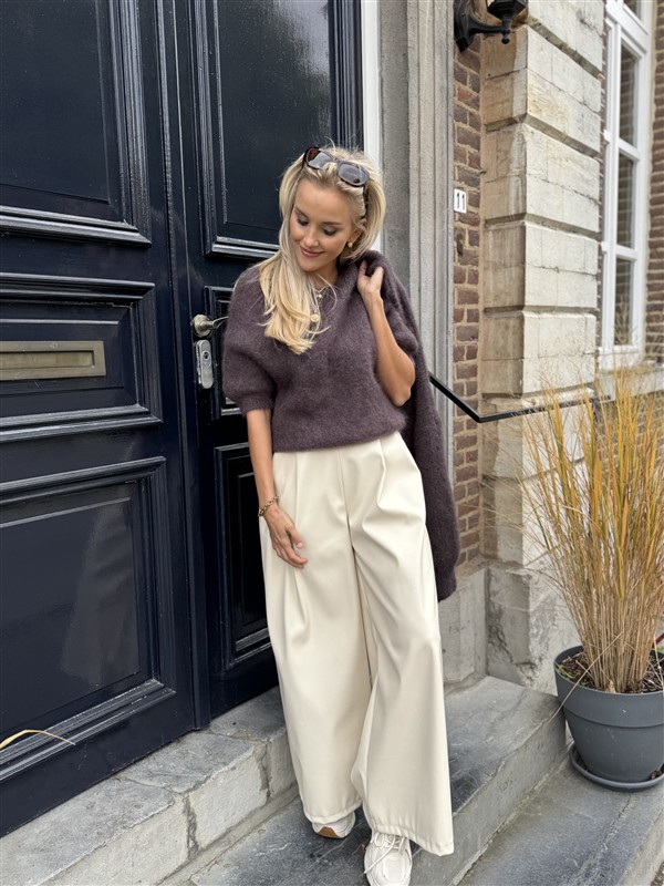 Lederlook Wide Leg Off White 6677-P8