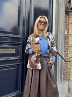 Lederlook Midi Rok Bruin H2836