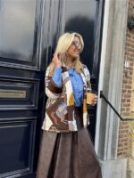 Lederlook Midi Rok Bruin H2836