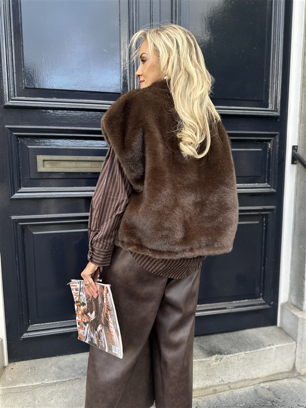 Lederlook Wide Leg H4729 Bruin