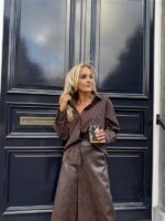 Lederlook Wide Leg H4729 Bruin