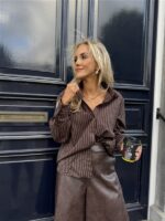 Lederlook Wide Leg H4729 Bruin