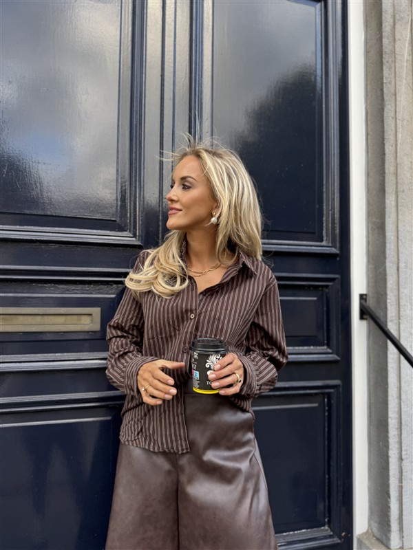 Lederlook Wide Leg H4729 Bruin