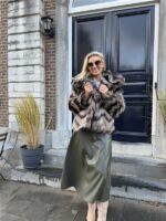 Faux Fur Colori Kaki Taupe Zwart