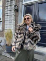 Faux Fur Colori Kaki Taupe Zwart