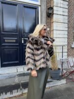 Faux Fur Colori Kaki Taupe Zwart