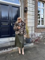 Faux Fur Colori Kaki Taupe Zwart