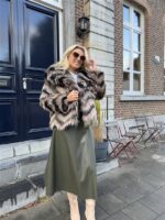 Faux Fur Colori Kaki Taupe Zwart