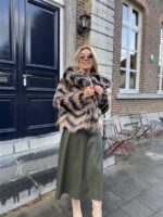 Faux Fur Colori Kaki Taupe Zwart