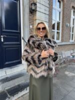 Faux Fur Colori Kaki Taupe Zwart