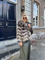 Faux Fur Colori Kaki Taupe Zwart