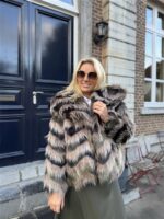Faux Fur Colori Kaki Taupe Zwart