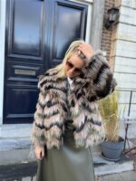 Faux Fur Colori Kaki Taupe Zwart