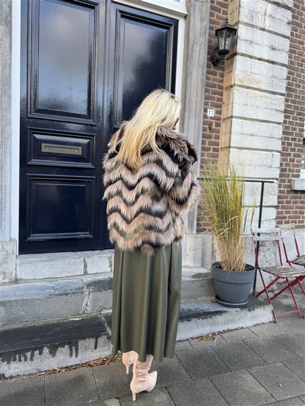 Faux Fur Colori Kaki Taupe Zwart