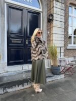 Faux Fur Colori Kaki Taupe Zwart