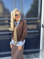 Merino Wool Fine Cardigan Bruin