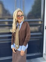 Merino Wool Fine Cardigan Bruin