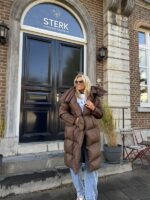 Donsjas Dubbele Kraag Bruin