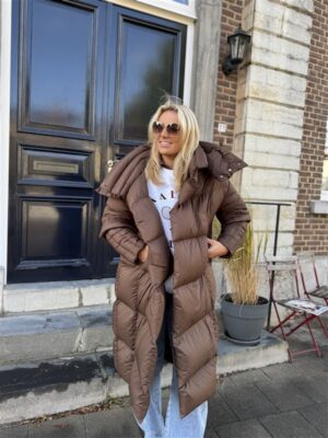 Donsjas Dubbele Kraag Bruin