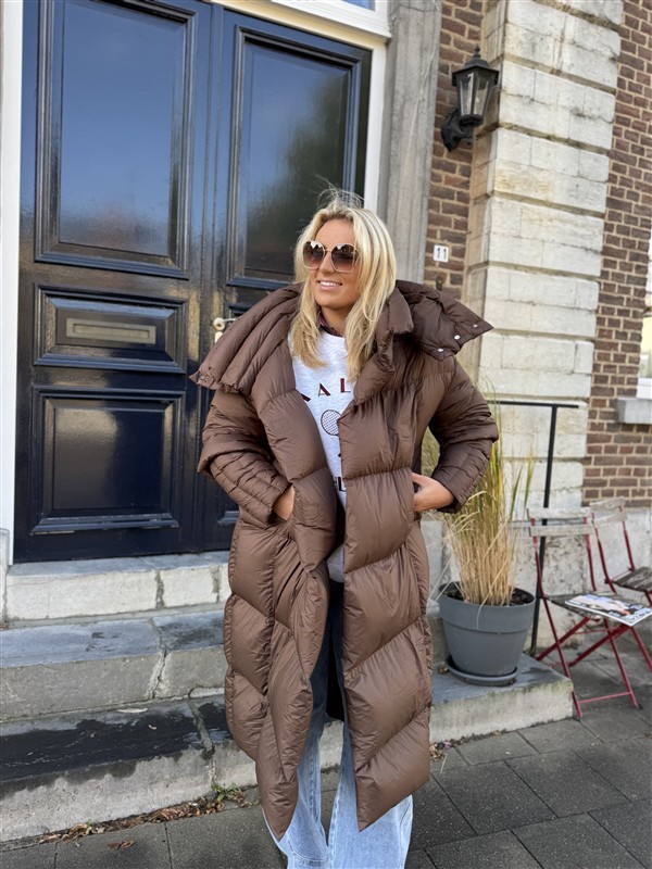 Donsjas Dubbele Kraag Bruin