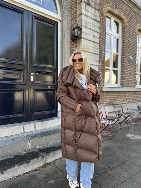 Donsjas Dubbele Kraag Bruin