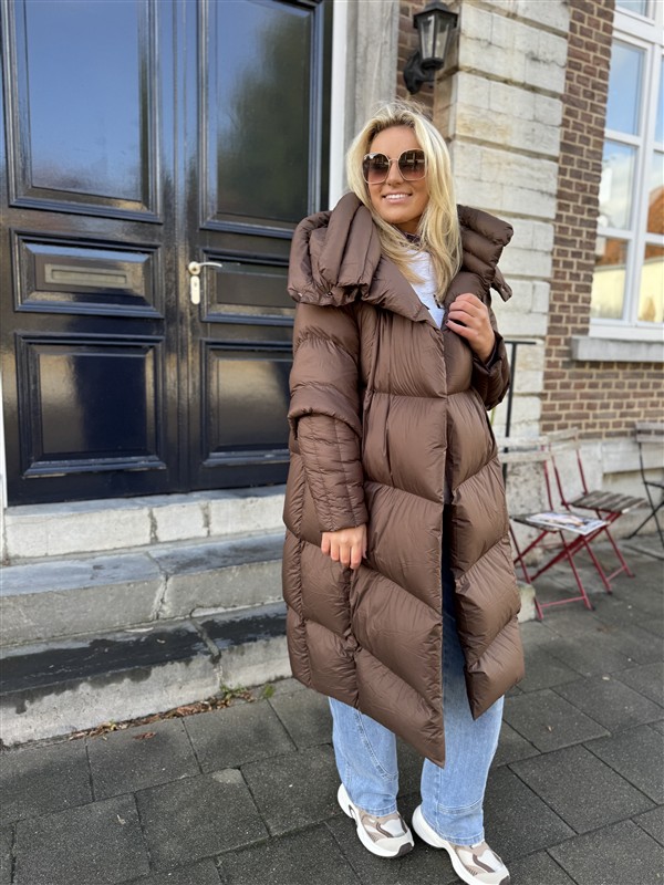 Donsjas Dubbele Kraag Bruin