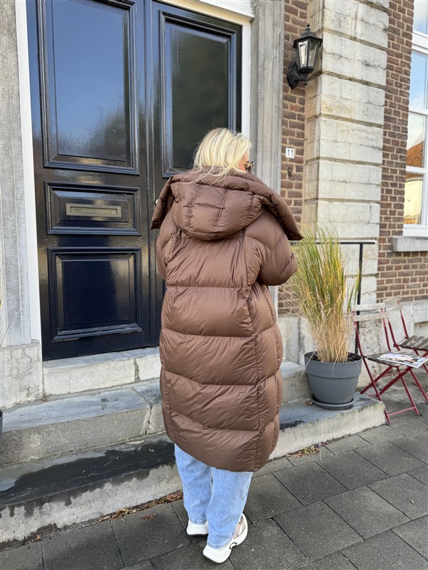 Donsjas Dubbele Kraag Bruin