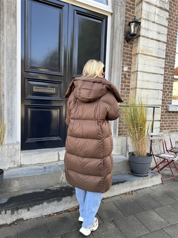 Donsjas Dubbele Kraag Bruin