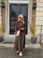 Lederlook Midi Rok Bruin H2836