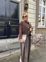 Lederlook Midi Rok Bruin H2836