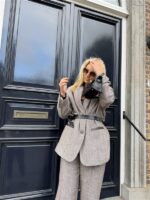 Visgraad Blazer Lederlook Kraag L9397