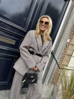 Visgraad Blazer Lederlook Kraag L9397