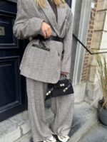 Visgraad Blazer Lederlook Kraag L9397