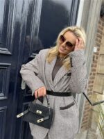 Visgraad Blazer Lederlook Kraag L9397