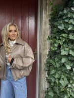 Lederlook Bomber Frons Beige Ld3528