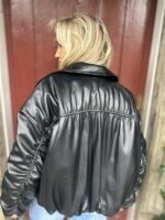 Lederlook Bomber Frons Zwart Ld3528