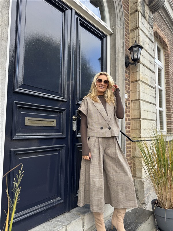 Geruiten Vest/blouse Bruin