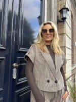 Geruiten Vest/blouse Bruin