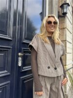 Geruiten Vest/blouse Bruin