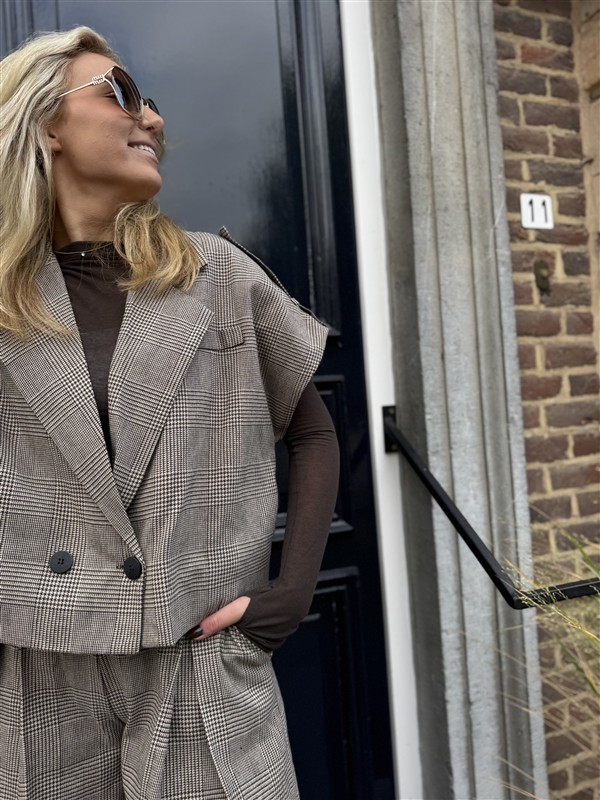 Geruiten Vest/blouse Bruin