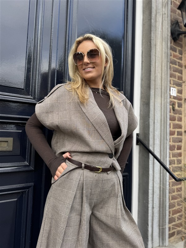 Geruiten Vest/blouse Bruin